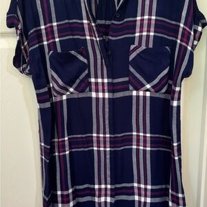 PLAID SHIRT DRESS SIZE M